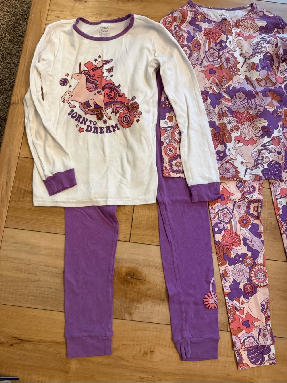Carter's Purple and Cream Unicorn Pajama Set - 2 Pack - Picture 3 of 12